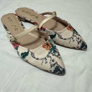 Unisa Floral Women's Mules Cream and Multicolor Romantic Cottagecore  NWOT Sz 8